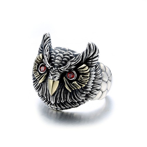 Retro herren ring eule - eule, kopf