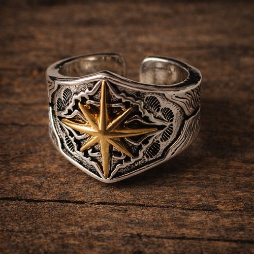 Herrenring sechsstern design - herrenring,