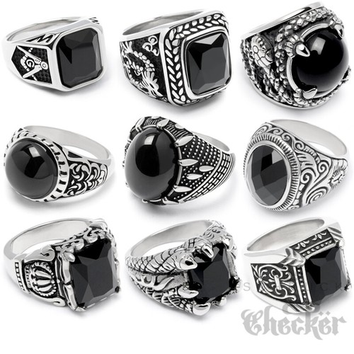 Edelstahl herren ring onyx - herren,