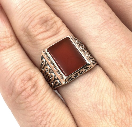 925 silber ring - roter, karneol