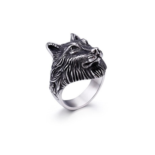 Edelstahl wolfskopf ring - edelstahl, wolfskopf-ring