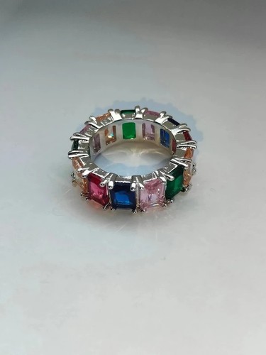 Multicolour square zircon - multicolour,