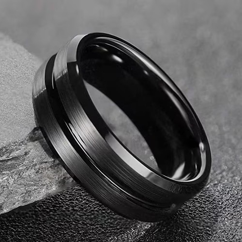 Herrenring schwarz edelstahl - schwarz,