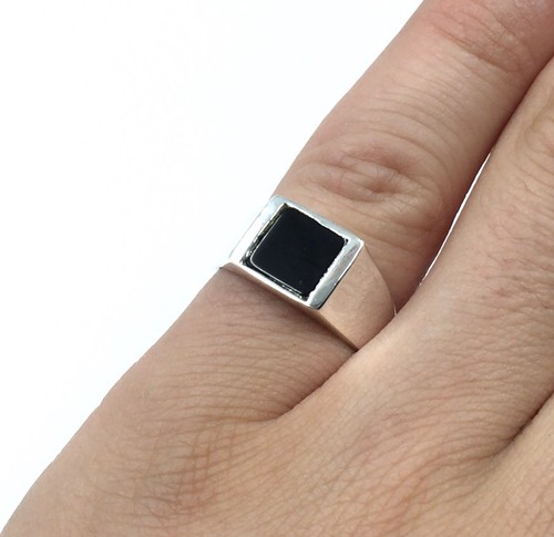 925 silber ring schwarzer onyx - silber,